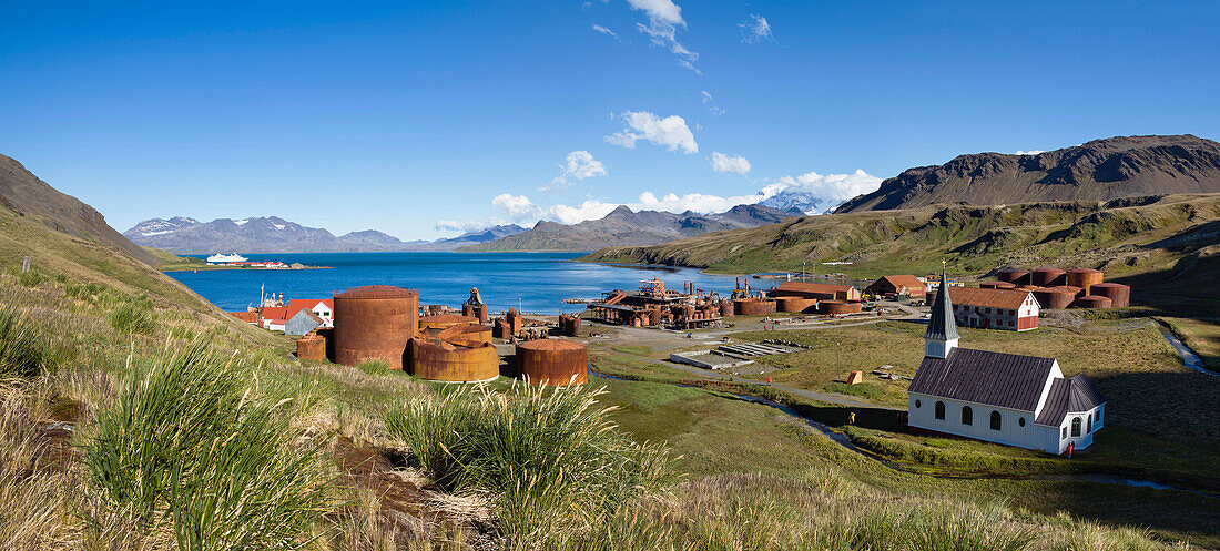 Church of Grytviken, former whaling station, King Edward Cove, South Georgia, South Sandwich Islands, British overseas territory, Subantarctic, Antarctica