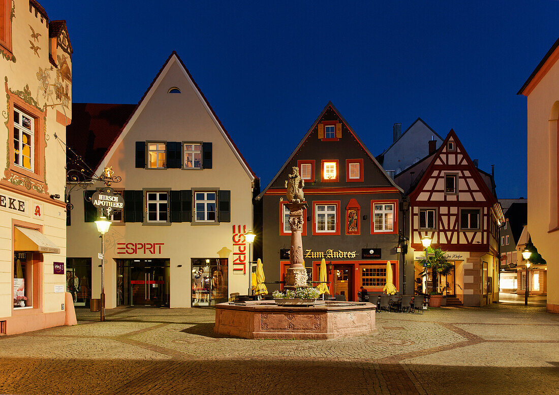 Market square in the evening light, Offenburg, Baden-Württemberg, Germany, Europe