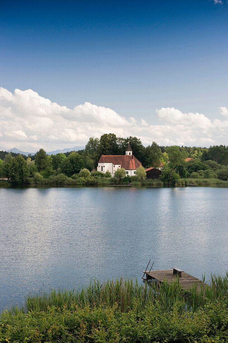 Lake Klostersee at Seeon, Chiemgau, Bavaria, Germany