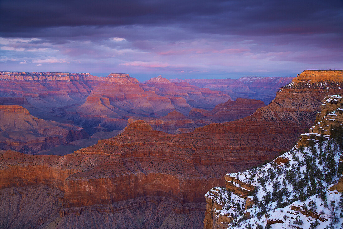 View from Mather Point across the Grand Canyon in the evening light, South Rim, Grand Canyon National Park, Arizona, USA, America