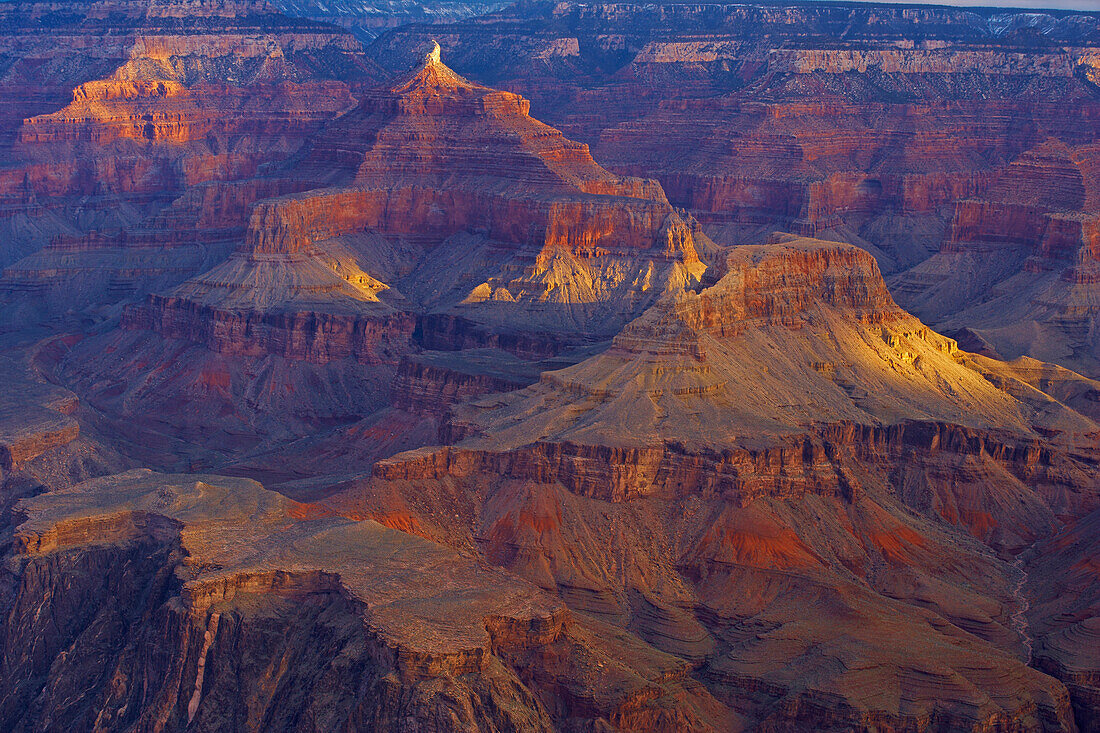 Blick vom Javapai Point über den Grand Canyon am Morgen, South Rim, Grand Canyon National Park, Arizona, USA, Amerika
