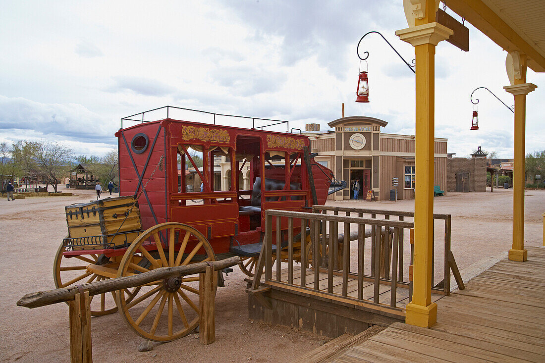 Carriage in a movie sound stage, Old Tucson Studios, Sonora Desert, Arizona, USA, America