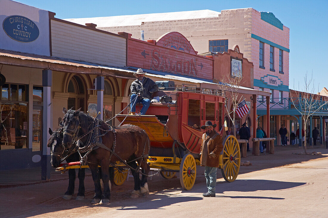 People and carriage at Tombstone, Western Heritage, Silver-mining, Sonora Desert, Arizona, USA, America