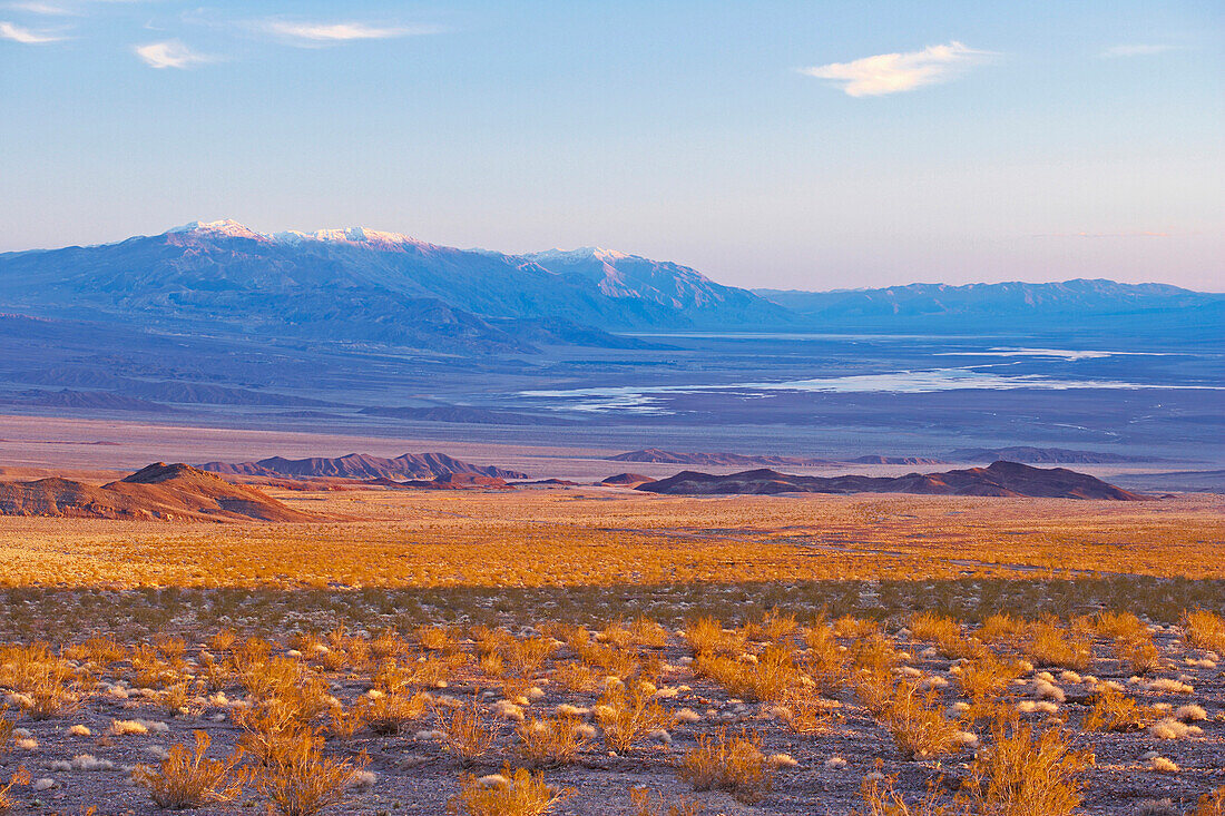 View of Death Valley and Amargosa Range in the evening, Death Valley National Park, California, USA, America