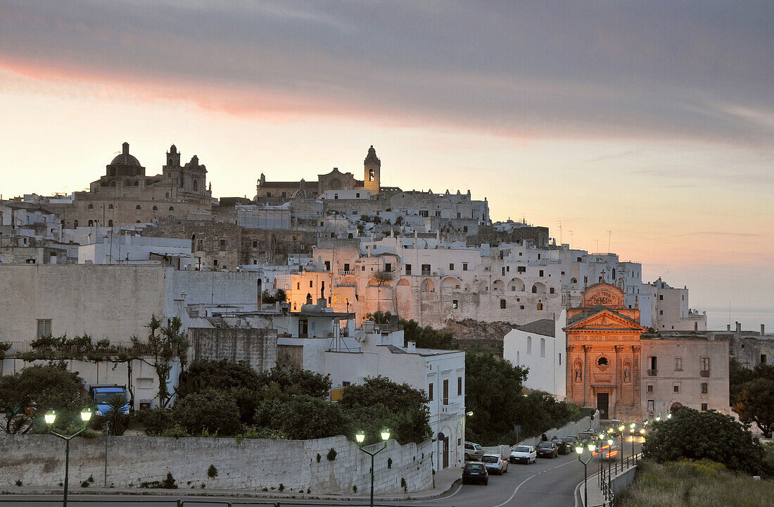 Old town of Ostuni in the evening, Apulia, Italy