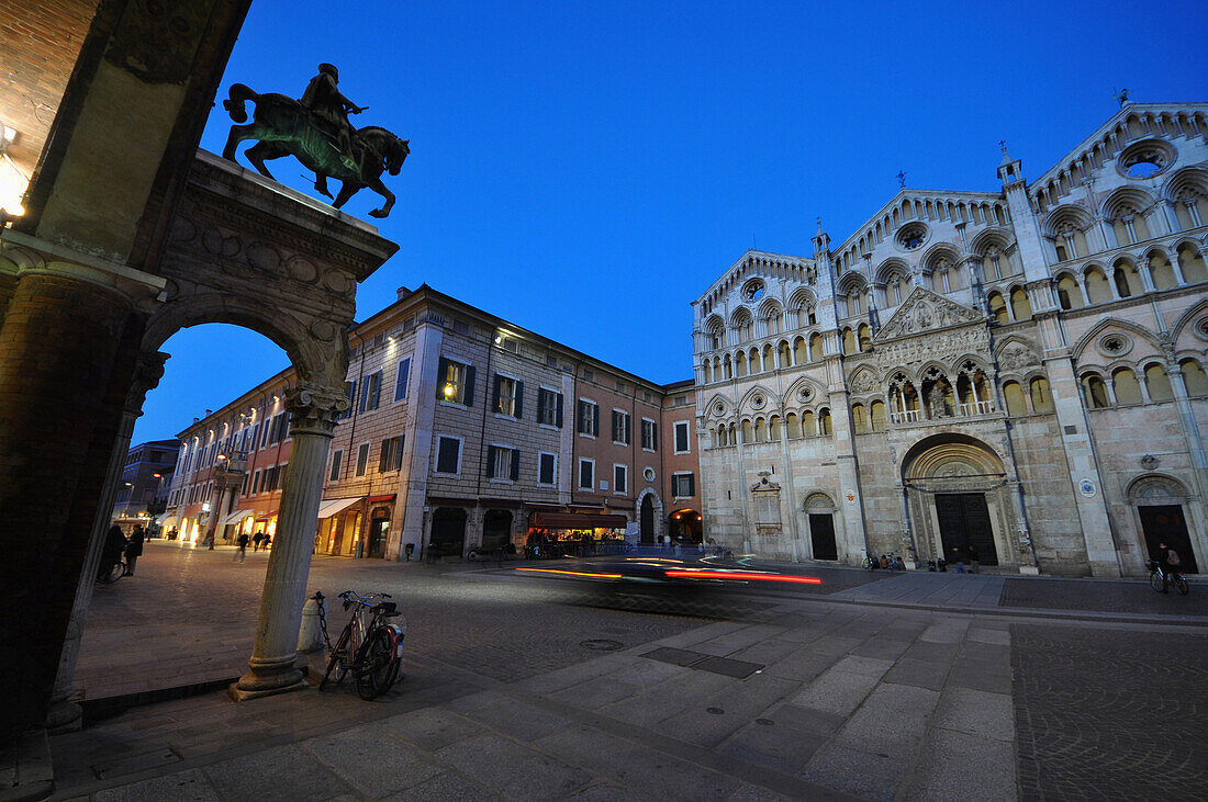 Piazza Cattedrale at night, Ferrara, Emilia-Romagna, Italy