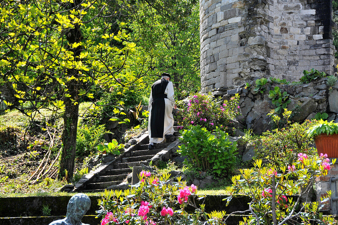 Monk in Abbazia di Piona, east coast of lake Como, Lombardia, Italy