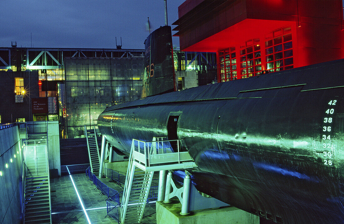 La Villette, museum of science and technology, submarine, Paris