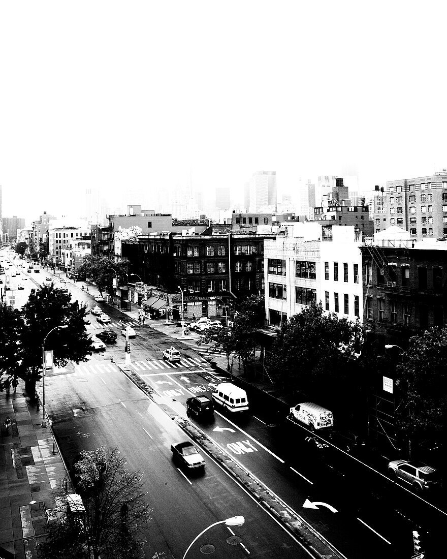 Urban Street Scene, High Angle View, New York City, USA