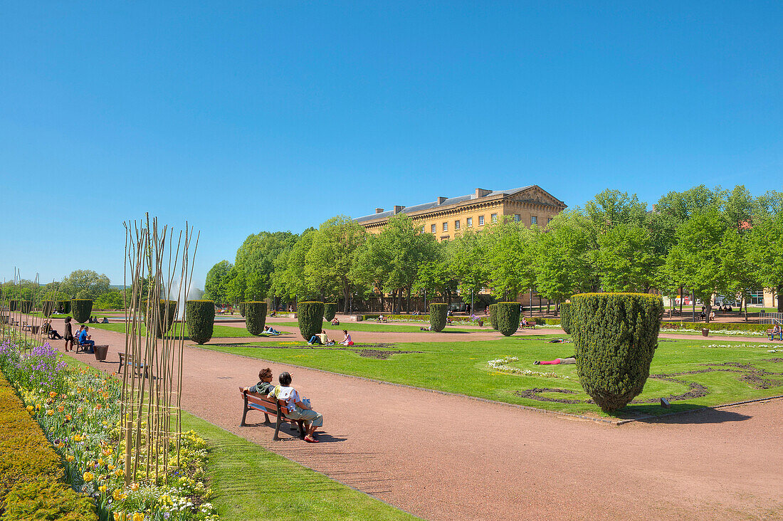 Esplanade gardens in the sunlight, Metz, Lorraine, France, Europe