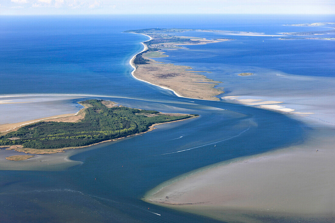 Aerial view of The islands of Bock and Hiddensee, Western Pomerania Lagoon Area National Park, Mecklenburg Western Pomerania, Germany, Europe
