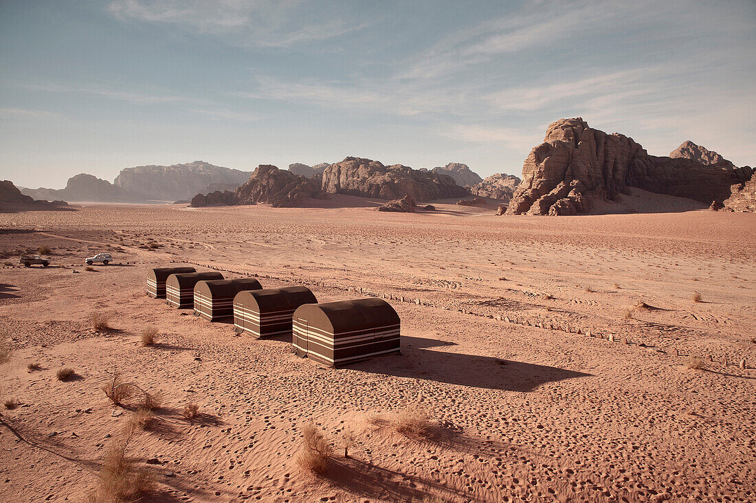 Wüsten Camp im Wadi Rum, Beduinen Stil, Jordanien, Naher Osten, Asien