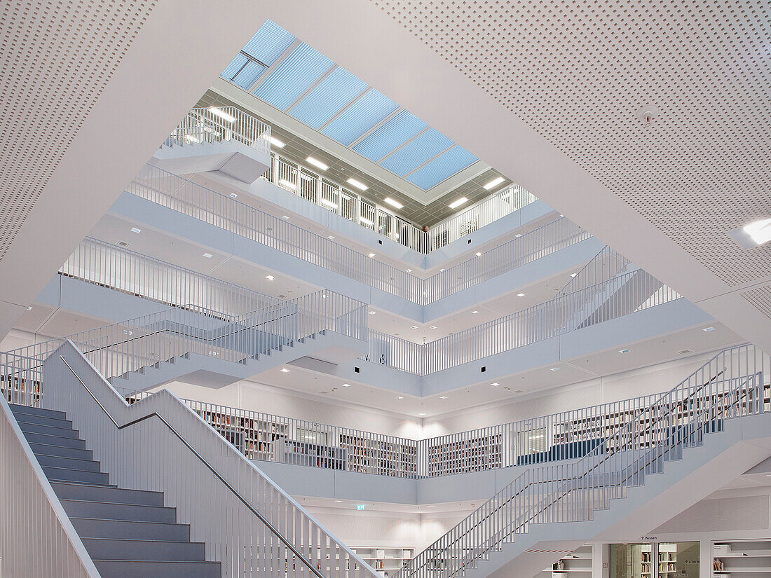 Interior view of the new public library Stuttgart, Baden-Wuerttemberg, Germany, Europe