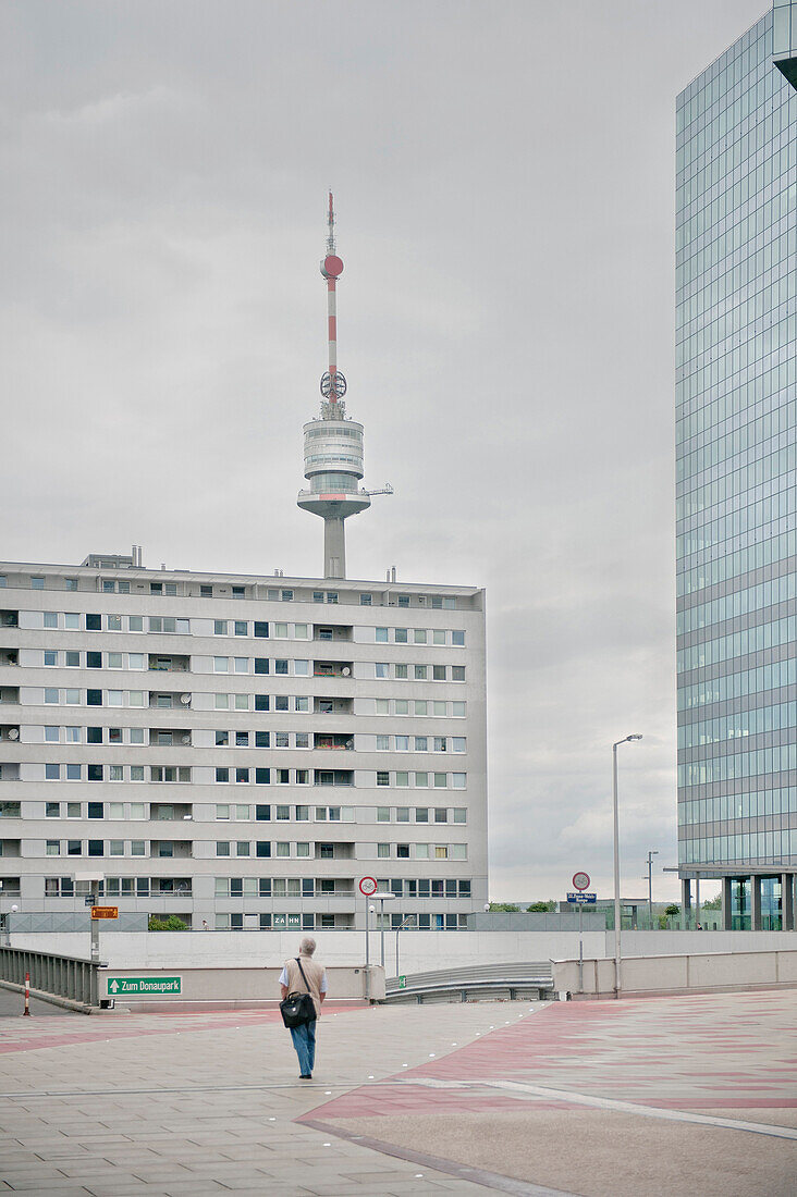 Television tower and high rise buildings seen from Danube City, Vienna, Austria, Europe