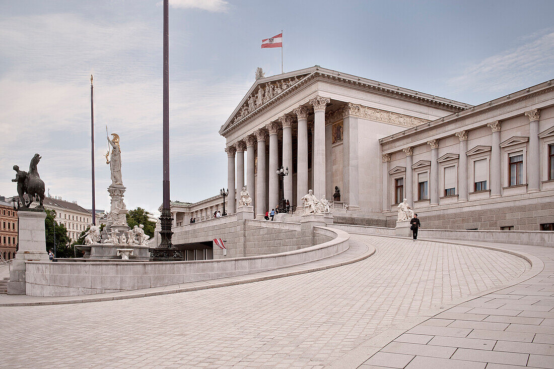 Statues in front of the parliament building, Vienna, Austria, Europe