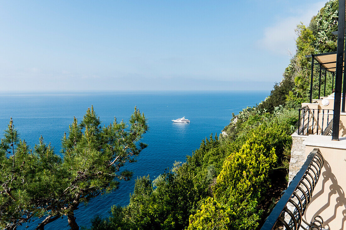View on the sea with yacht, Capri, Campania, Italy