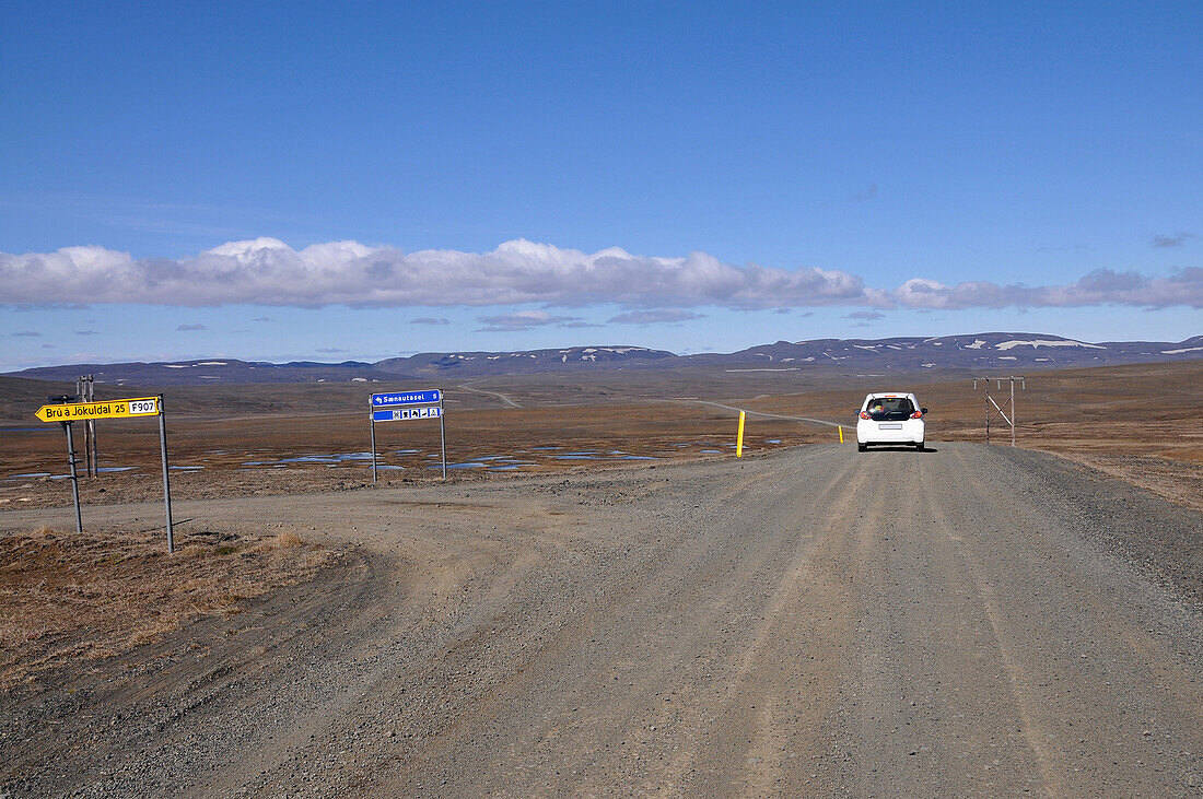 Car on the street 901, East Iceland, Europe