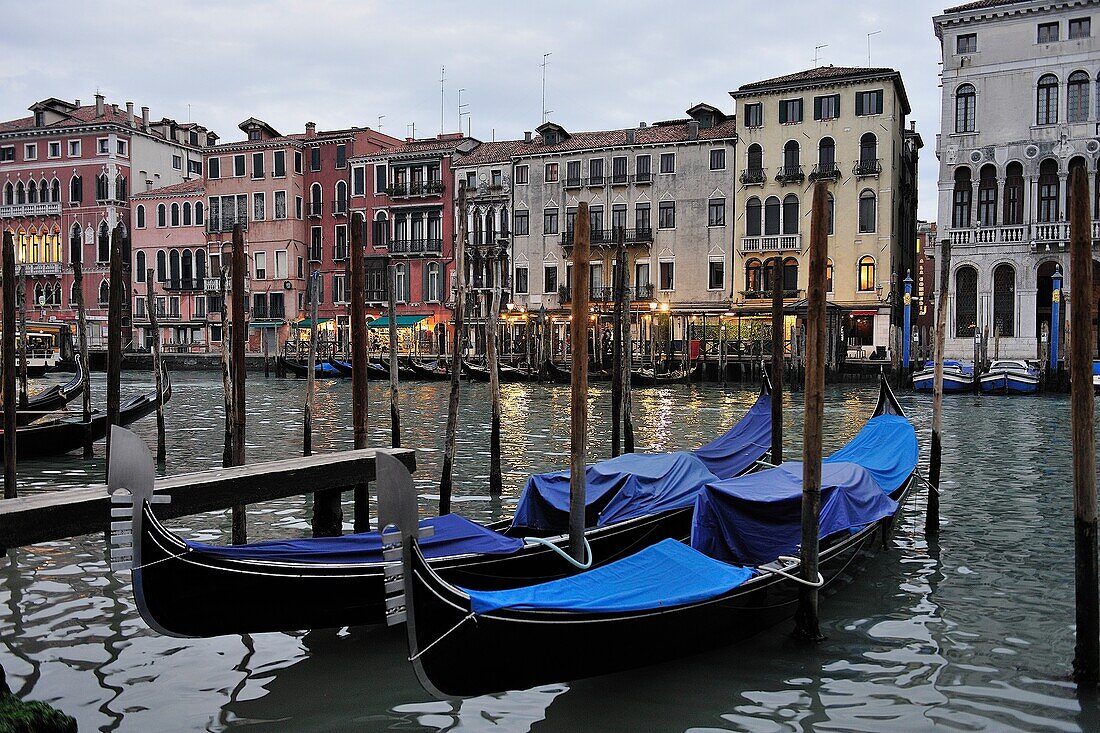 Italy, Venice, the Grand Canal, Gondolas