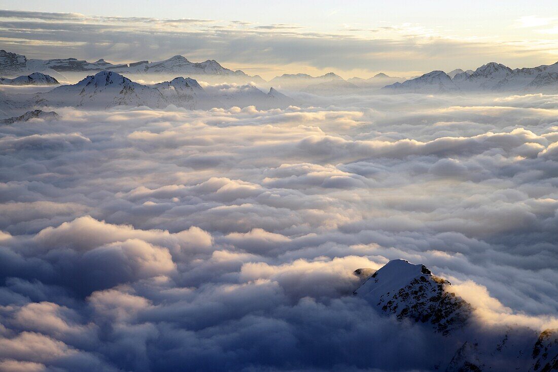 Southern France, Hautes Pyrenees, Pic du Midi de Bigorre Observatory, clouds