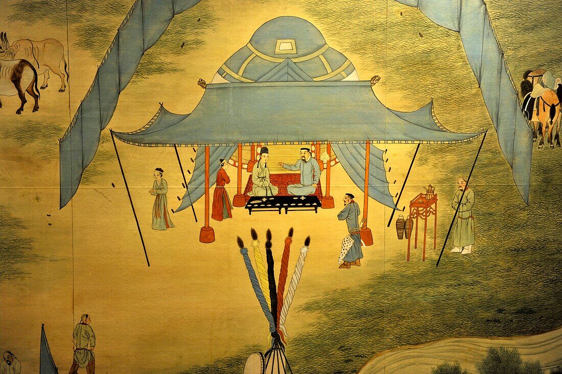 Asia, Southeast Asia, Singapore, painting in a Pagodaon Chinatown