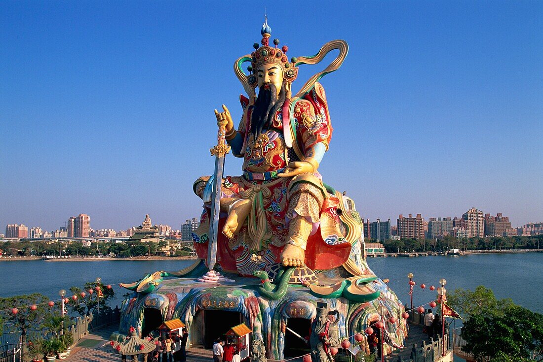 Taiwan,Kaohsiung,Lotus Lake,Statue of Taoist God Xuan-tian-shang-di