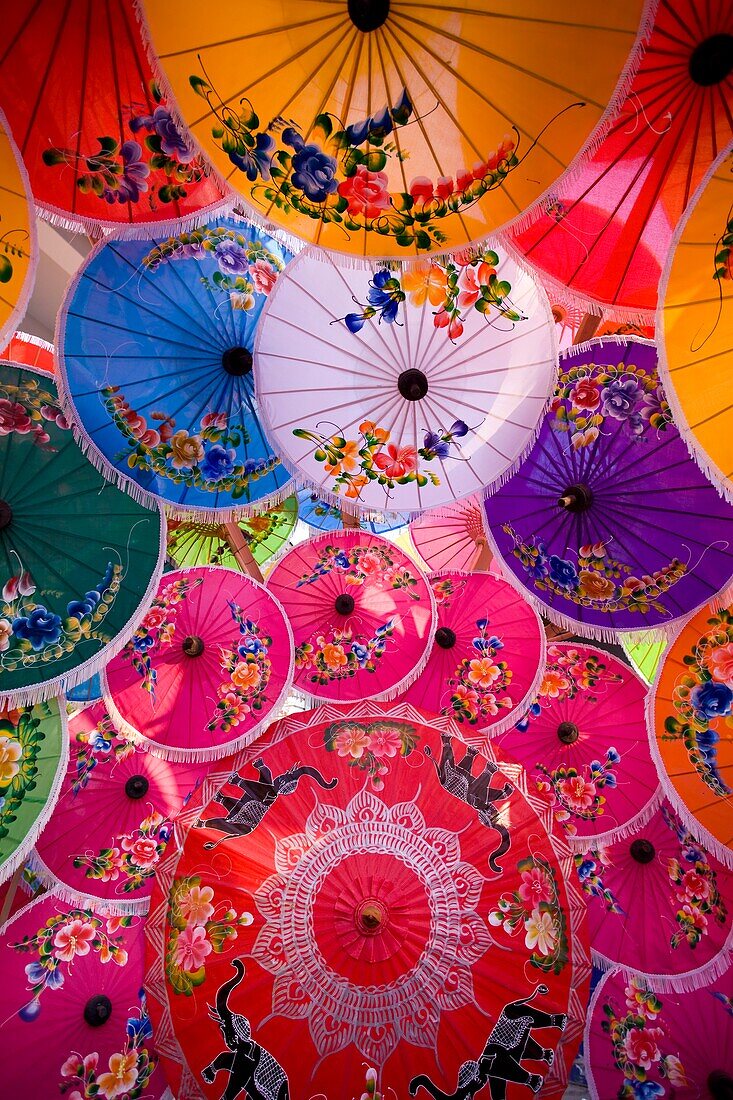 Thailand,Chiang Mai,Umbrella Display at Borsang Village