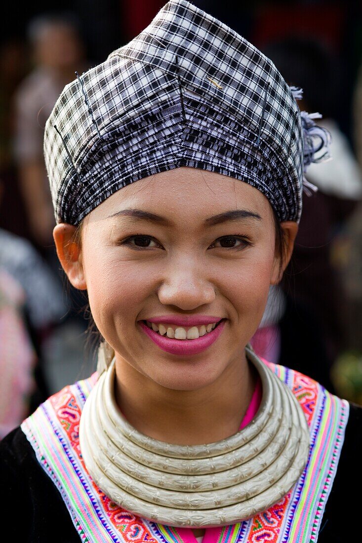 Thailand,Golden Triangle,Chiang Mai,Hmong Hilltribe Woman in Traditional Costume