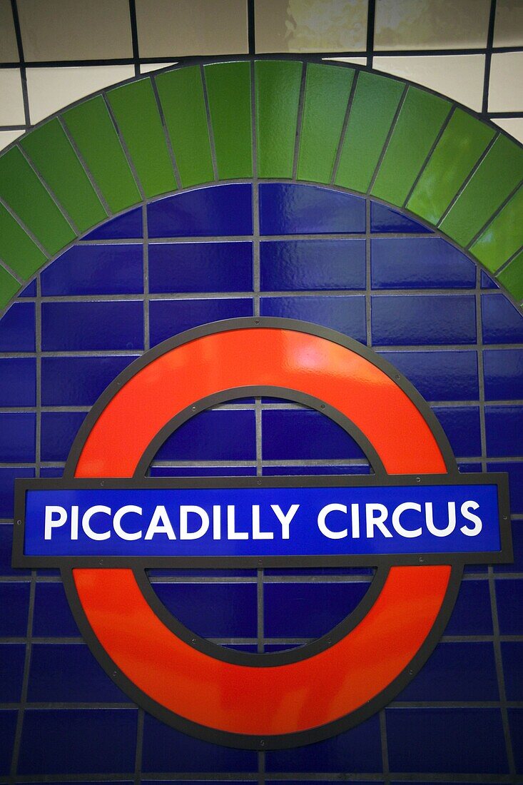 England,London,Piccadilly Circus,Piccadilly Circus Underground Station Sign