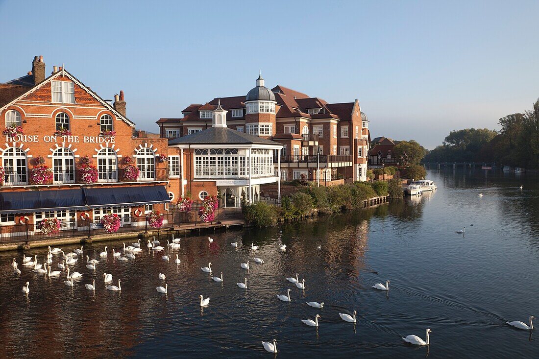 England,Berkshire,Eton,River Thames and Riverfront Skyline