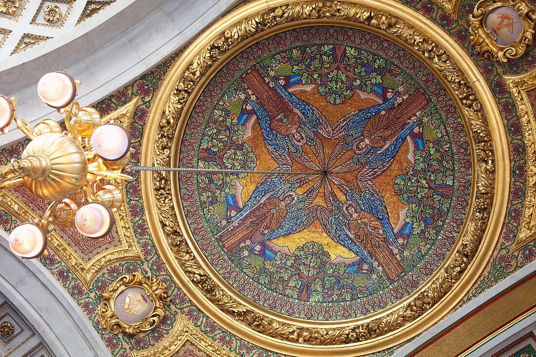 England,London,St Paul's Cathedral,Chandlier and Ceiling Decoration
