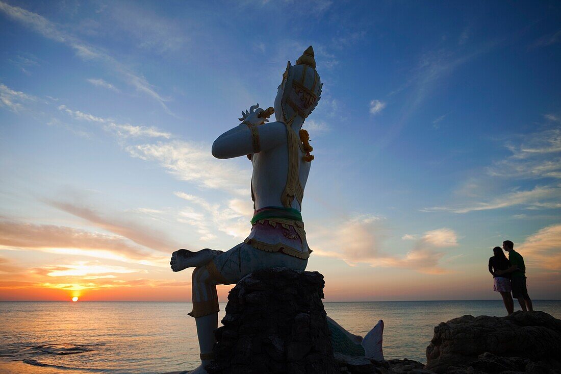 Thailand,Ko Samet,Saikaew Beach,Flute Player and Mermaid Statue