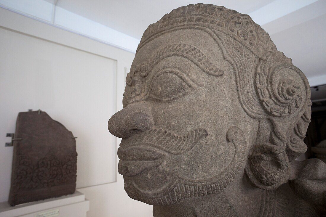 Vietnam,Danang,Museum of Cham Sculpture,Sandstone Carving of a Giants Head