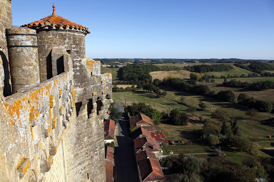 France, Midi-Pyrénées, Gers, 32, Bassoues (Montesquiou area) medieval village, view from the castle tower