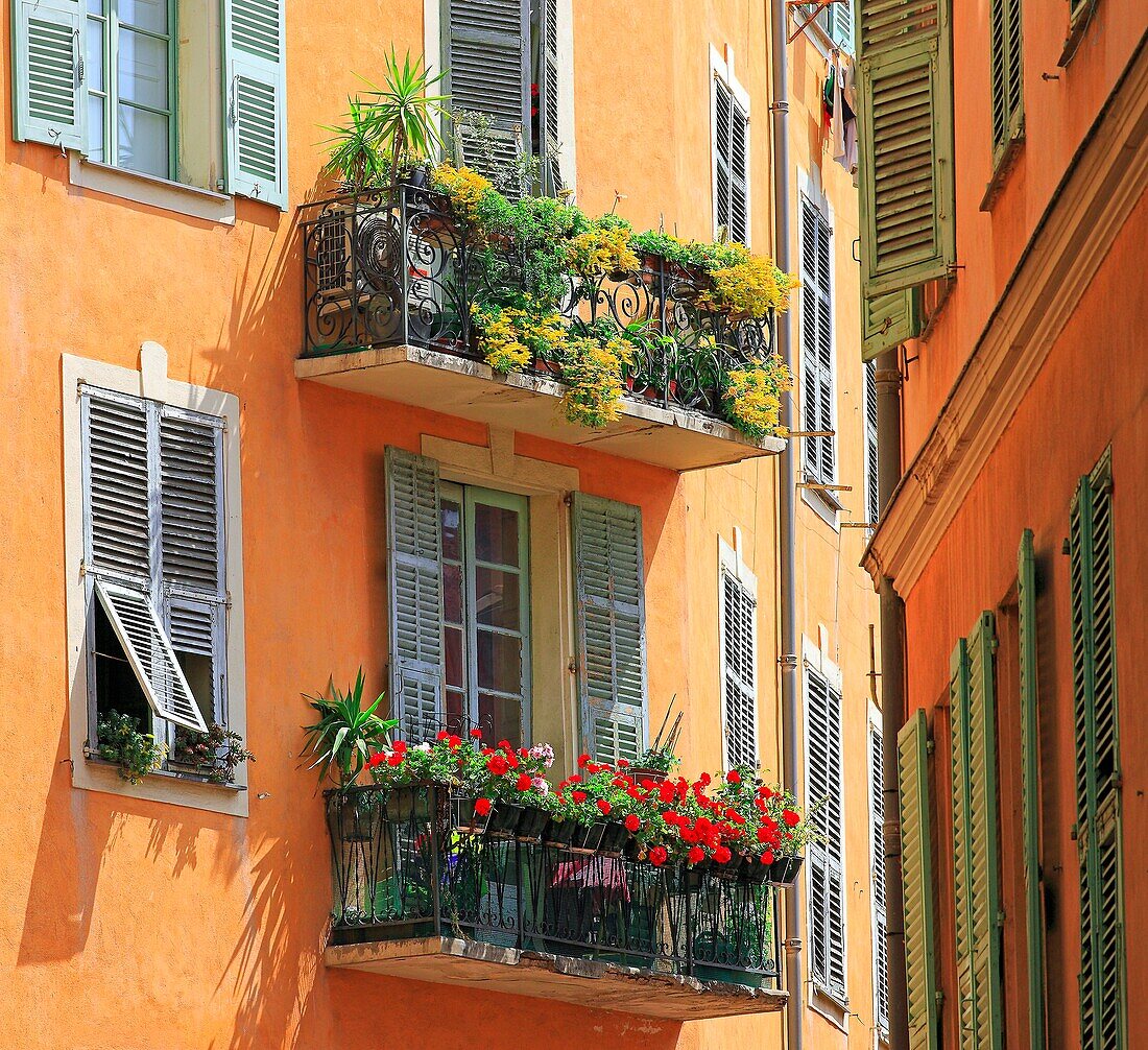 France, Alpes-Maritime (06), Nice, narrow streets and colorful facades of the old town