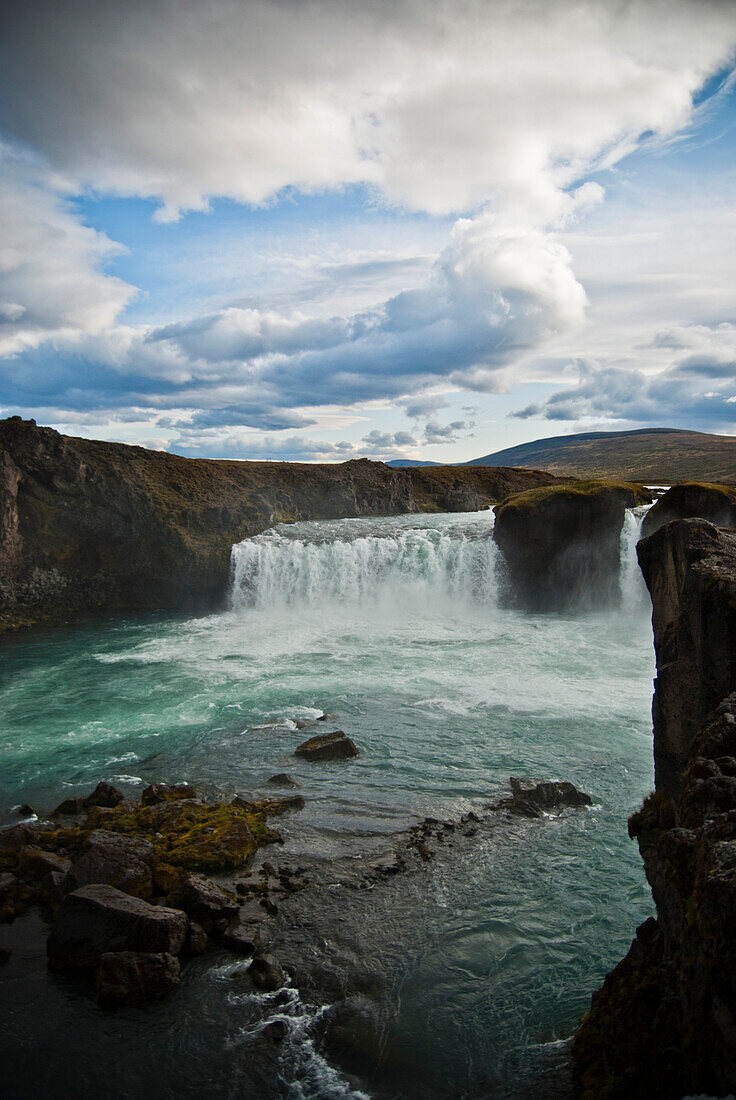 'Godafoss, ''Waterfall of the Gods'' and Sky, Myvatn, Iceland'