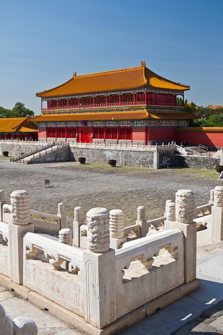 The architecture and a courtyard in the Forbidden City in Beijing, China, Asia.
