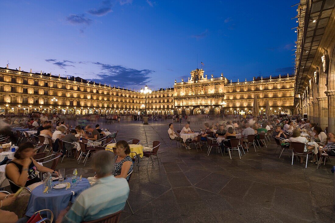 Plaza Mayor, Main Square, terrace, Salamanca, Castilla y León, Spain