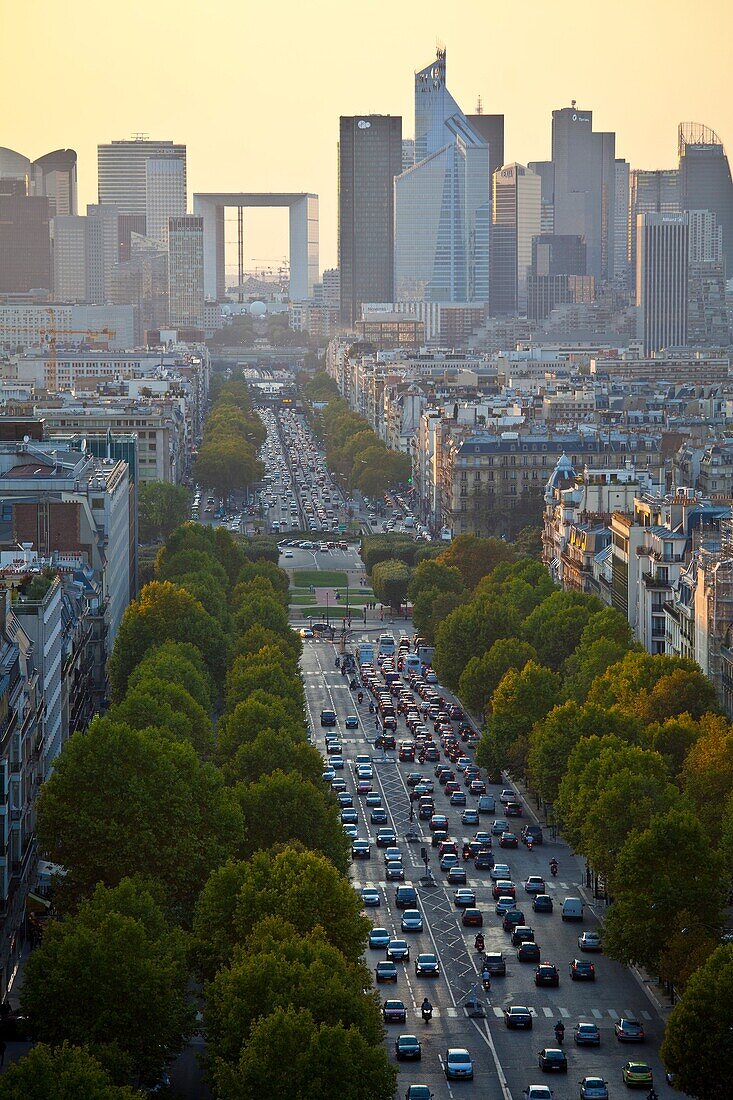 View of the district of La Defense, business center  Paris, Ile de France, France, Europe