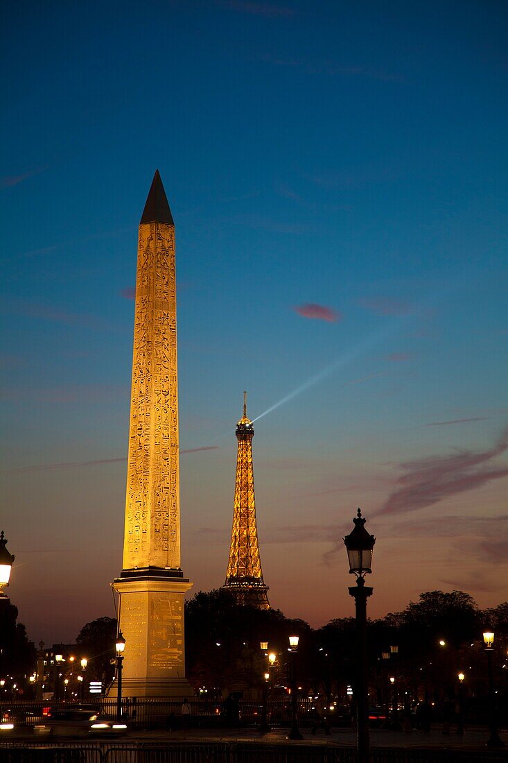 Night shot, Place de la Concorde, Paris, France, Europe