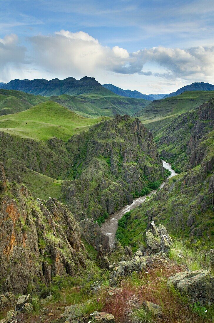 Imnaha River carving its way through Canyon, Hells Canyon Recreation Area Oregon