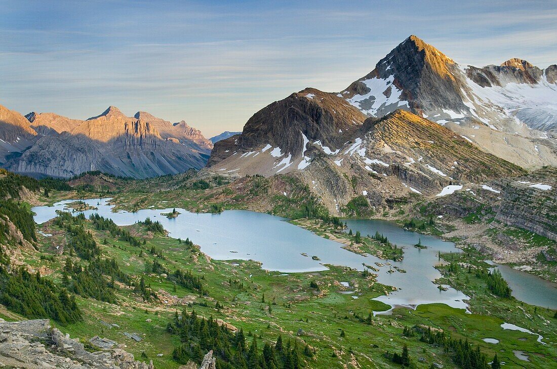 Eveing light over Russell Peak and Limestone Lakes Basin, Height-of-the-Rockies Provincial Park British Columbia Canada