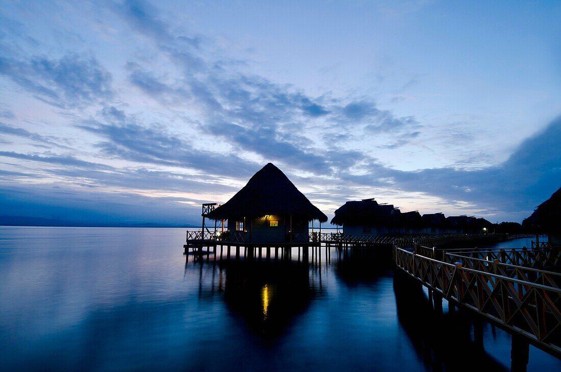 Sunset at Punta Caracol resort  Punta Caracol Hotel, Colon Island, Bocas del Toro, Panama, Caribbean, Central America