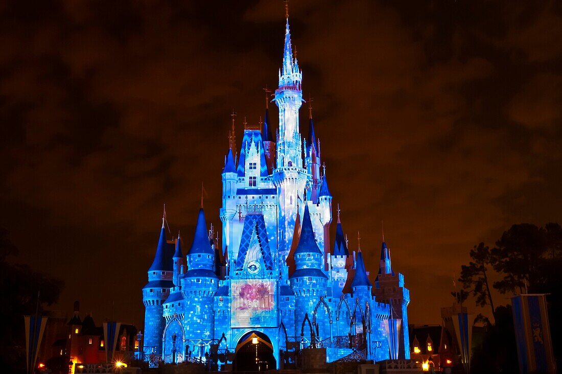 The Magic Memories & You! castle projection show, Cinderella Castle, Magic Kingdom, Walt Disney World, Orlando, Florida USA