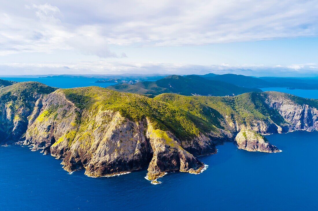 Aerial view of Waikare Inlet, the Bay of Islands in the Northland region of the north island of New Zealand