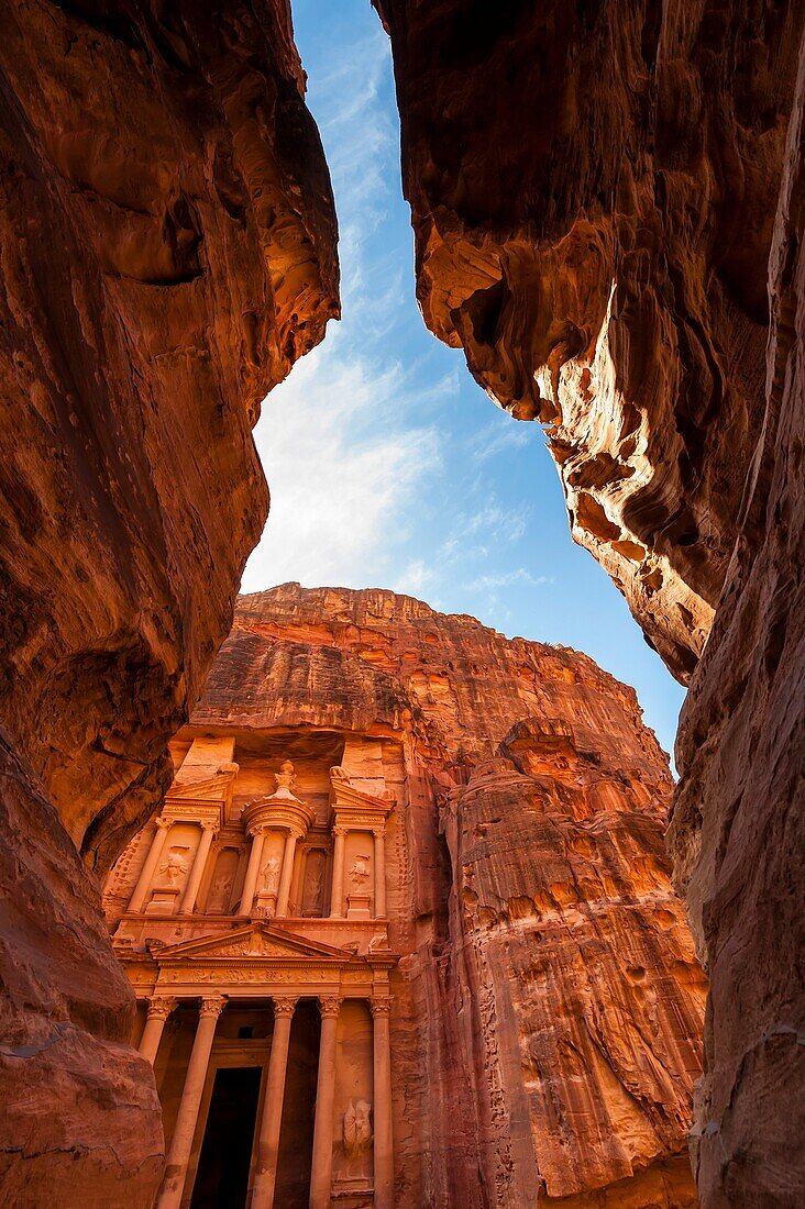 The Treasury monument Al-Khazneh, Petra archaeological site a UNESCO World Heritage site, Jordan