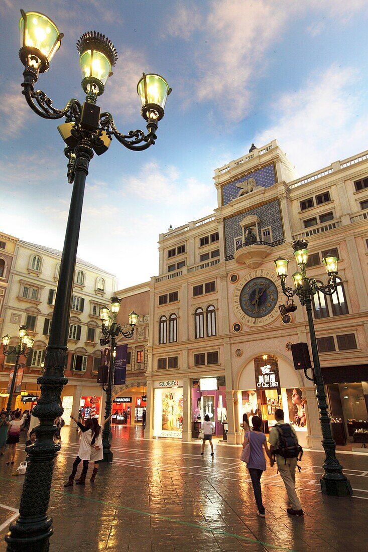 The replica of St Mark´s Square in The Venetian Macao-Resort-Hotel  Macau  China.