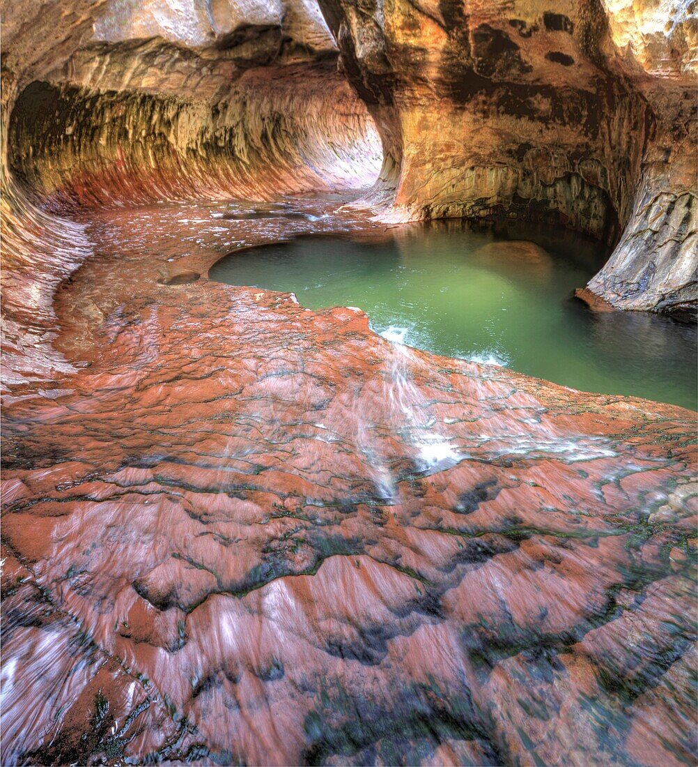 The Subway is aglow during the spring run off at Zion National Park, Utah