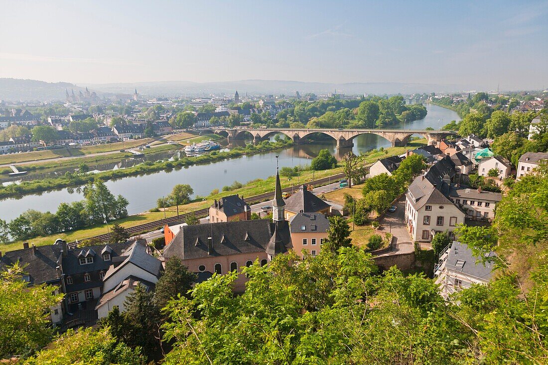 16 , architecture , building , city , cityscape , Color image , Copy space , day , Europe , Germany , heritage , historic , horizontal , Moselle , outdoor , overview , Rhineland-Palatinate , river , treves , Trier , V04-1497206 , AGEFOTOSTOCK 