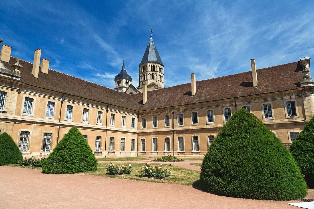 The inner courtyard of the historic abbey in Cluny, Burgundy, France, Europe