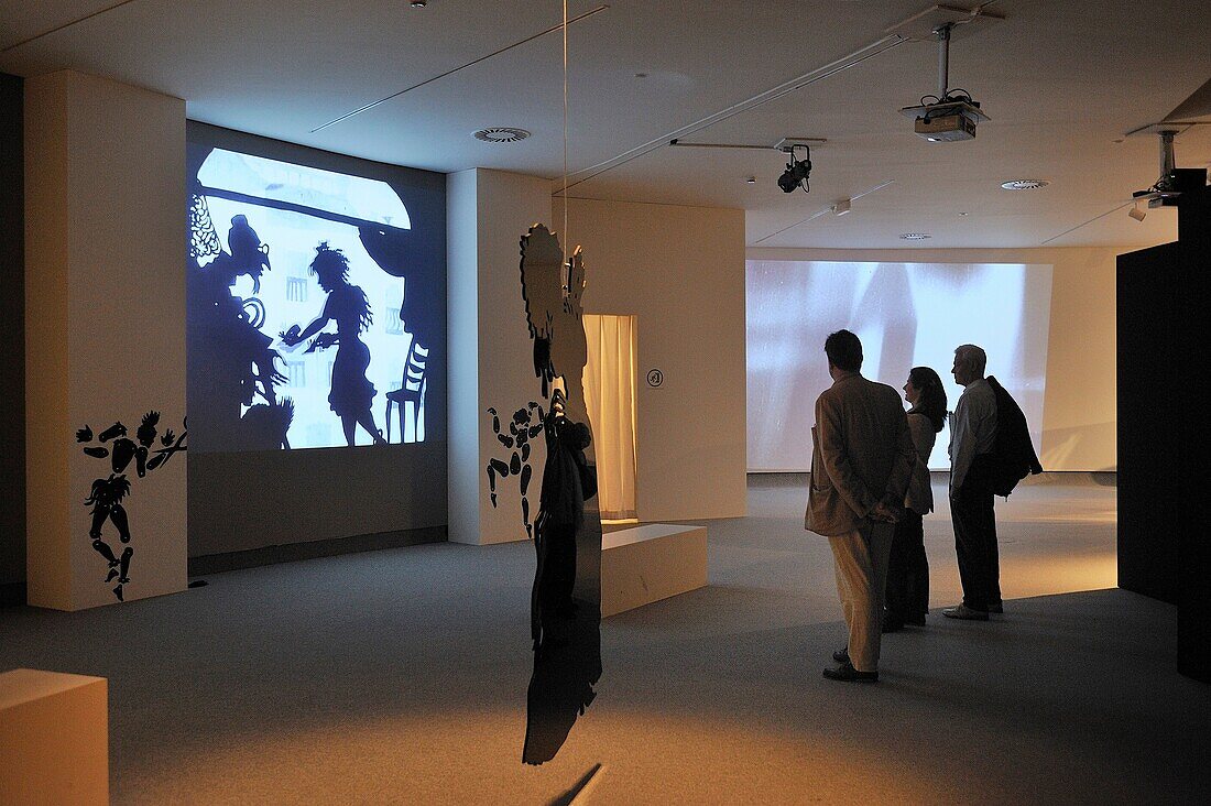 Spain, Asturias, Aviles, International Cultural Centre Oscar Niemeyer, Carlos Saura exhibition ´La luz´ light